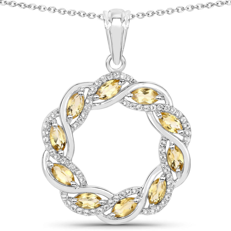 Bids.com 1.73 Carat Genuine Citrine and White Topaz .925 Sterling Silver Pendant Pendants