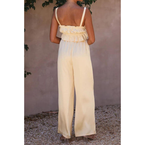 Ruffled Sleeveless Top and Wide Leg Pants Set