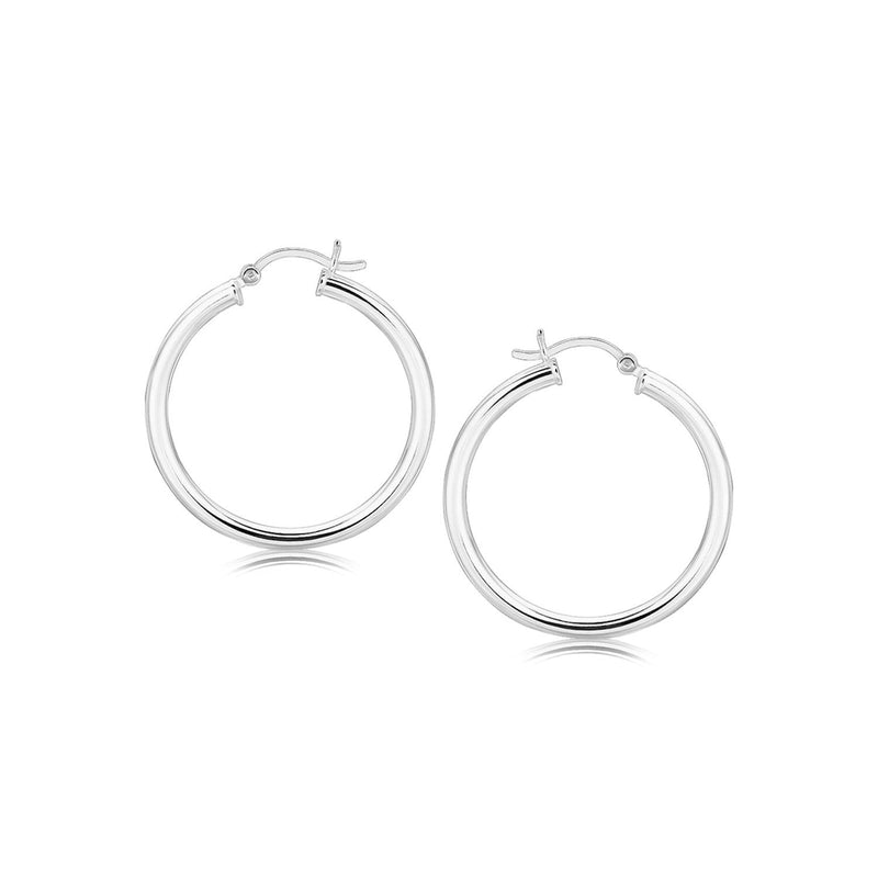 Bids.com Sterling Silver Hoop Style Earrings with Polished Rhodium Plating (30mm) Earrings