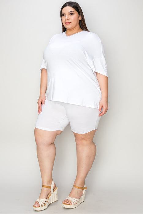 Bamboo V-Neck Drop Shoulder T-Shirt and Shorts Set