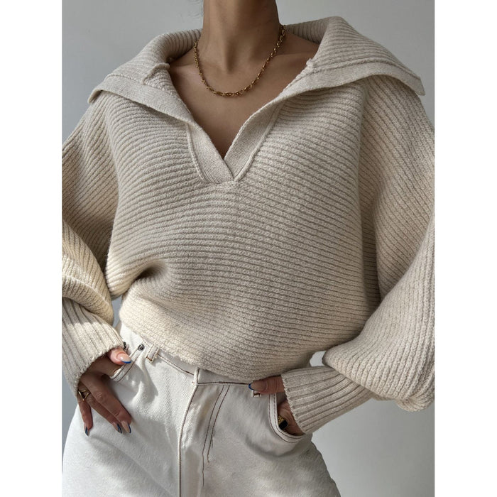 Johnny Collar Long Sleeve Sweater