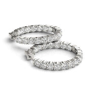 Bids.com 14k White Gold Two Sided Prong Set Diamond Hoop Earrings (3 1/2 cttw) Earrings