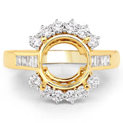 Bids.com 0.58 Carat Genuine White Diamond 14K Yellow Gold Semi Mount Ring - holds 9.00mm Round Gemstone Rings