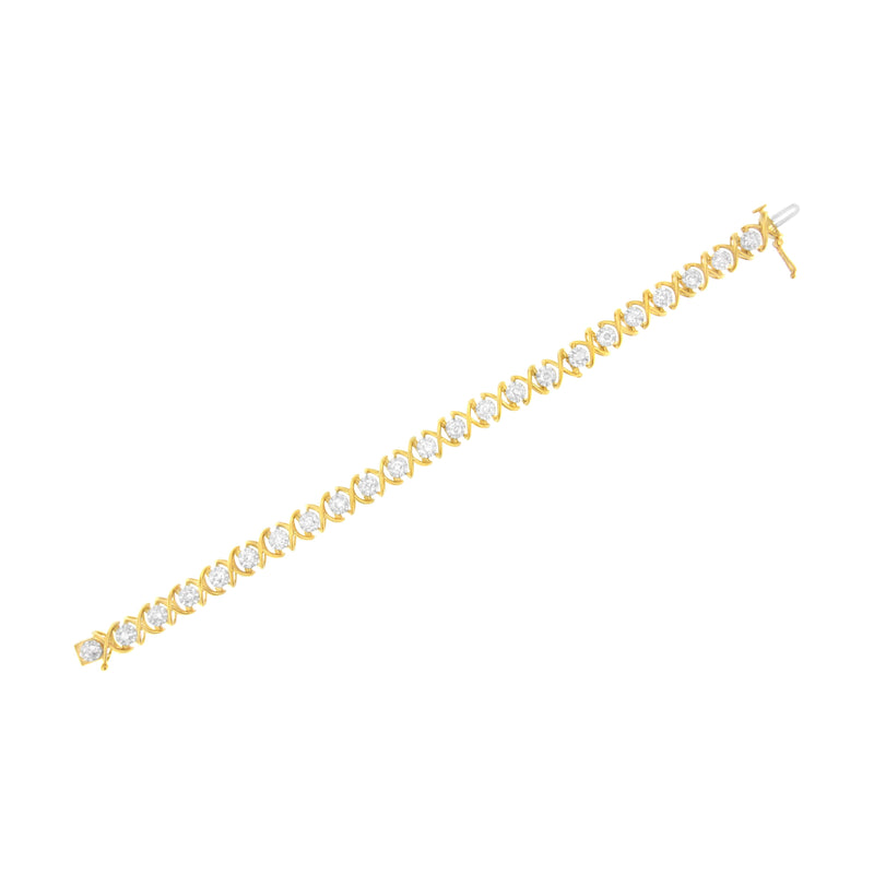 Bids.com 10K Yellow Gold Plated Sterling Silver 2 cttw Diamond "XOXO" Bracelet (J-K Clarity, I1-I2 Color) - Size 7.25" Bracelets
