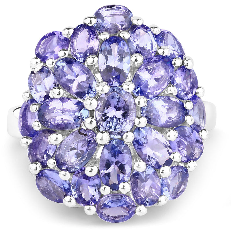 Bids.com 7.08 Carat Genuine Tanzanite .925 Sterling Silver Ring Rings