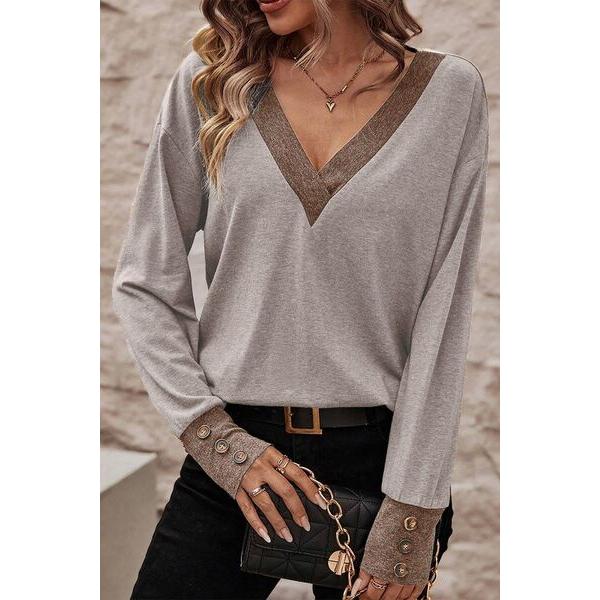 V-Neck Dropped Shoulder Blouse