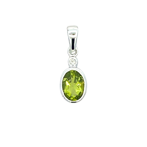 Bids.com .50ct Peridot Diamond Fashion Pendants 10KT White Gold Pendants