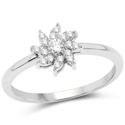 Bids.com 0.18 Carat Genuine White Diamond 14K White Gold Ring (E-F-G Color, SI Clarity) Rings