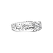 Bids.com .925 Sterling Silver 1/5 Cttw Diamond ID and Cuban Link Band Ring (I-J Color, I2-I3 Clarity) - Ring Size 6 Rings