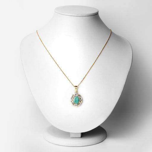 Bids.com 2.78 Carat Genuine Emerald and White Topaz .925 Sterling Silver Pendant Pendants