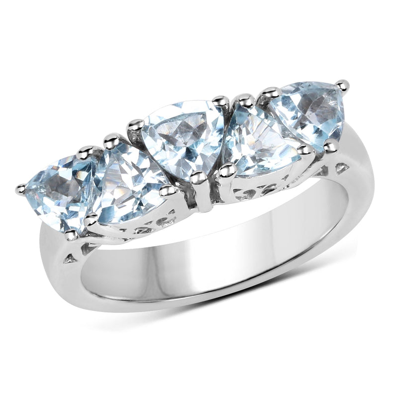 Bids.com 2.50 Carat Genuine Blue Topaz .925 Sterling Silver Ring Rings
