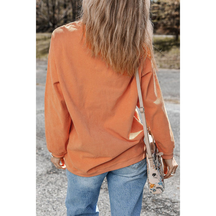 Sequin Pumpkin Round Neck Long Sleeve Sweatshirt