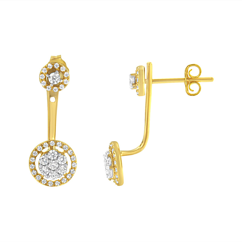 Bids.com 14K Yellow Gold Plated .925 Sterling Silver 5/8 Cttw Diamond Removable Stud and Dangle Earrings (I-J Color, I2-I3) Earrings
