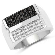 Bids.com 0.64 Carat Genuine Black Diamond and White Diamond .925 Sterling Silver Ring Rings