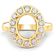 Bids.com 0.42 Carat Genuine White Diamond 14K Yellow Gold Semi Mount Ring - holds 11x9mm Oval Gemstone Rings