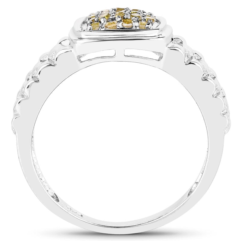 Bids.com 0.25 Carat Genuine Yellow Diamond .925 Sterling Silver Ring Rings