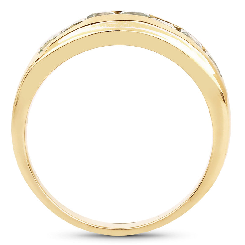 Bids.com 14K Yellow Gold Plated 1.26 Carat Genuine Green Sapphire .925 Sterling Silver Ring Rings
