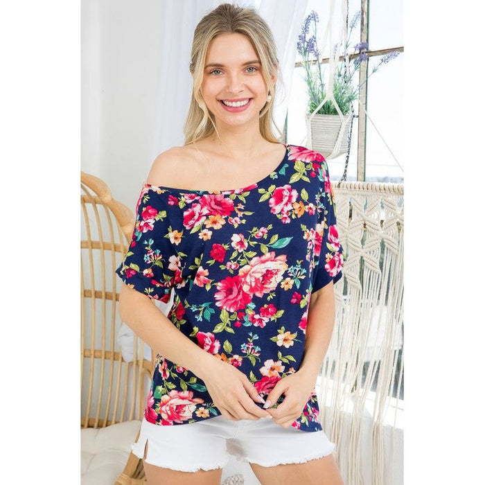 Plus Floral One Shoulder Top