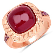 Bids.com 9.14 Carat Glass Filled Ruby and Ruby .925 Sterling Silver Ring Rings