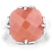 Bids.com 12.75 Carat Genuine Peach Moonstone .925 Sterling Silver Ring Rings