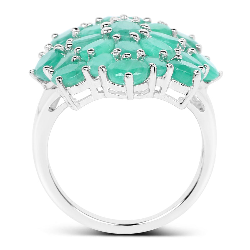 Bids.com 5.88 Carat Genuine Emerald .925 Sterling Silver Ring Rings