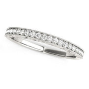 Bids.com 14k White Gold Milgrain Bordered Round Diamond Wedding Band (1/6 cttw) Rings