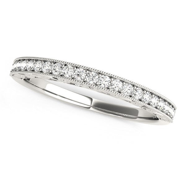 Bids.com 14k White Gold Milgrain Bordered Round Diamond Wedding Band (1/6 cttw) Rings