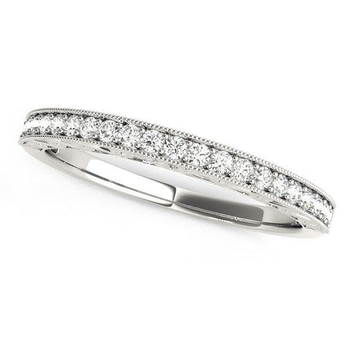 Bids.com 14k White Gold Milgrain Bordered Round Diamond Wedding Band (1/6 cttw) Rings