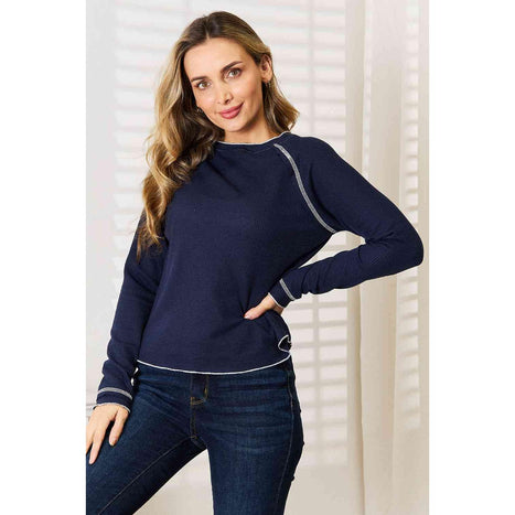 Basic Bae Long Raglan Sleeve Round Neck Top