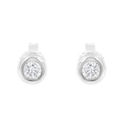 Bids.com 10K White Gold 1/4 Cttw Round Brilliant-Cut Near Colorless Diamond Bezel-Set Stud Earrings (H-I Color, I1-I2 Clarity) Earrings
