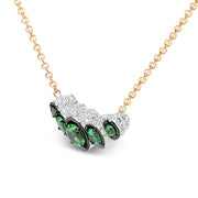 Bids.com 18K Rose Gold 3/4 Cttw Pave Diamonds and Graduated Green Tsavorite Gemstone Curved Bar Choker Necklace (G-H Color, SI1-SI2 Clarity) - Adjustable up to 14" - 16.5" Necklaces