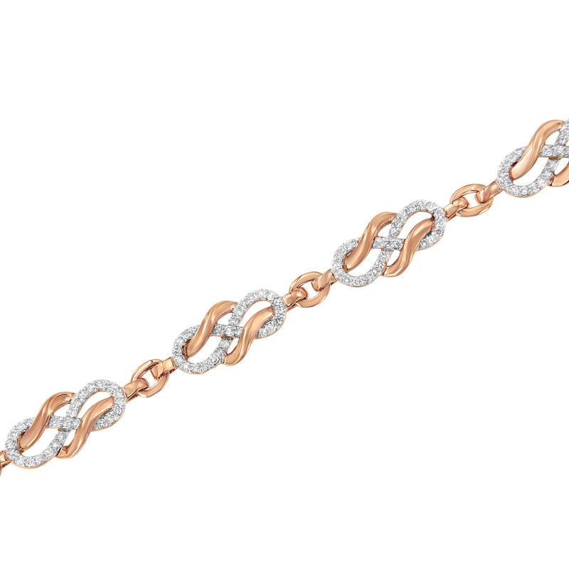 Bids.com 10K Rose Gold 1.0 Cttw Diamond Infinity Loop and Swirl Link Bracelet (I-J Color, I2-I3 Clarity) - 7.25" Inches Bracelets