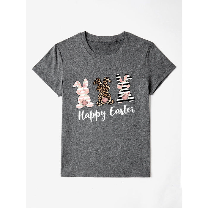 Happy Easter Round Neck Short Sleeve T-Shirt