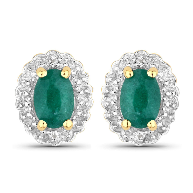 Bids.com 1.71 Carat Dyed Emerald and White Topaz .925 Sterling Silver Jewelry Set Jewelry Sets