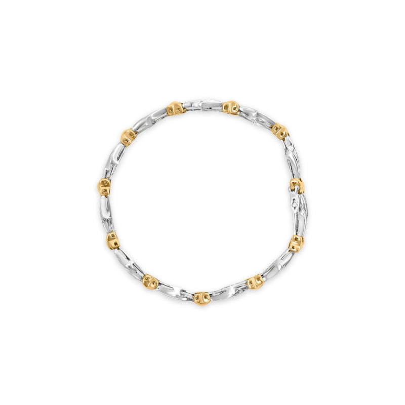 Bids.com 10k Two-Toned Gold 2.00 Cttw Channel Set Baguette-Diamond Weave and  "X" Spiral Link Bracelet (H-I Color, I1-I2 Clarity) - 7" Bracelets
