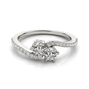 Bids.com Curved Band Two Stone Diamond Ring in 14k White Gold (3/4 cttw) Rings