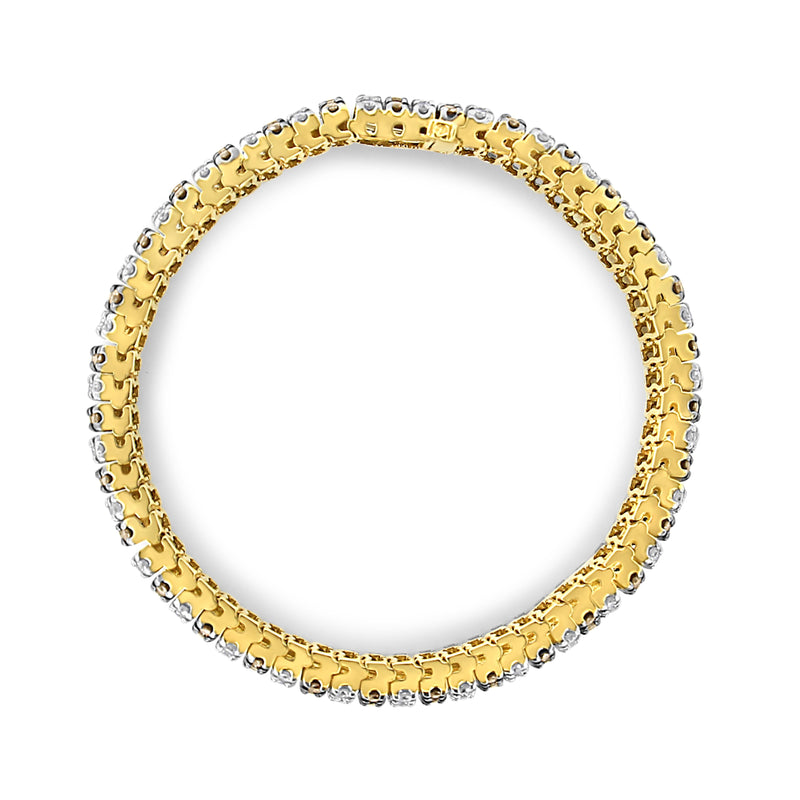 Bids.com 10K Yellow Gold 10-1/3 Cttw Alternating Coco Color and White Diamond 5 Row Tennis Bracelet (Brown/H-I Color, SI1-SI2 Clarity) - Size 7.25 Bracelets