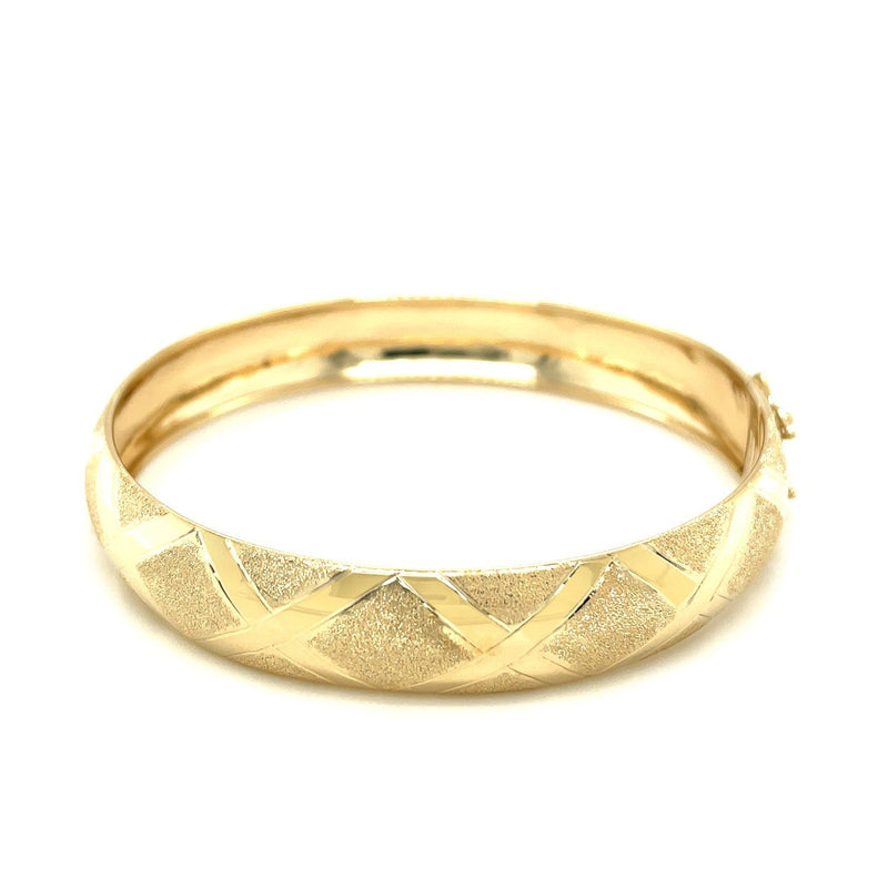 Bids.com 10k Yellow Gold Dual-Textured Diamond Pattern Bangle Bracelets