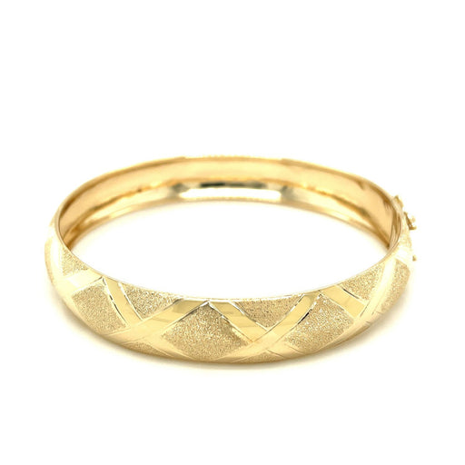 Bids.com 10k Yellow Gold Dual-Textured Diamond Pattern Bangle Bracelets