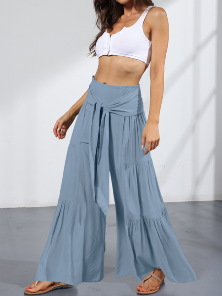 Wide Leg A Line Tie Waist Pants HE8WKV4UYK