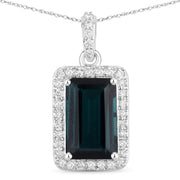 Bids.com 3.55 Carat Genuine Green Tourmaline and White Diamond 14K White Gold Pendant Pendants