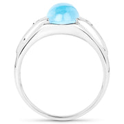 Bids.com 3.67 Carat Genuine Swiss Blue Topaz and White Topaz .925 Sterling Silver Ring Rings