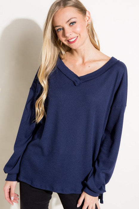 Plus Waffle High Low Boxy Top