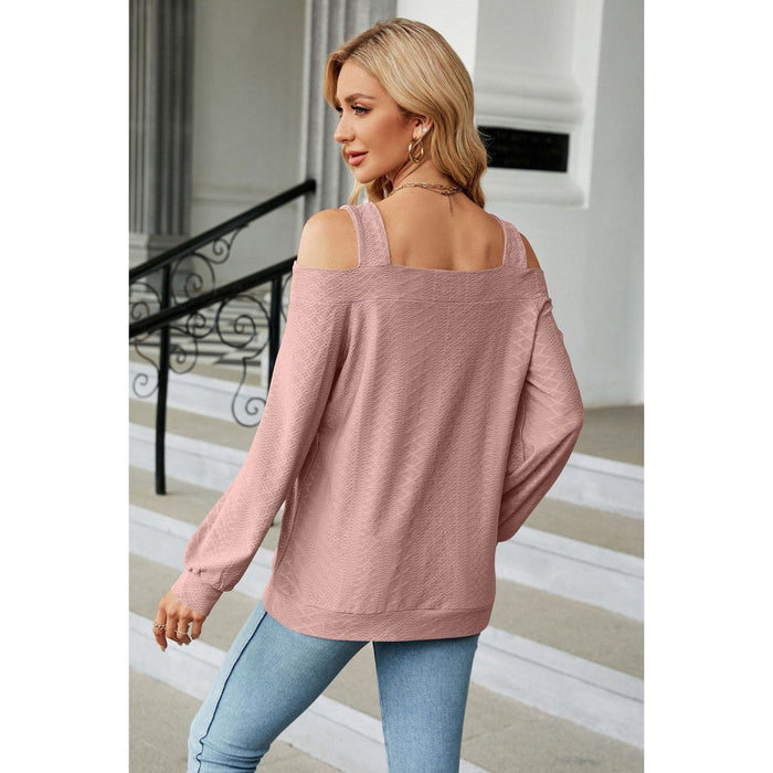 Cold Shoulder Square Neck Cutout Blouse