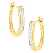 Bids.com 10K Yellow Gold 1/2 Cttw Invisible Set Princess-cut Diamond Hoop Earrings (H-I Color, SI2-I1 Clarity) Earrings
