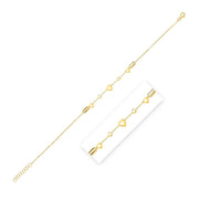 Bids.com 14k Yellow Gold Puff Heart Adjustable Anklet Accessories