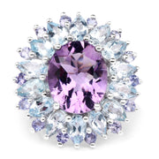 Bids.com "7.79 Carat Genuine Amethyst, Blue Topaz and Tanzanite .925 Sterling Silver Ring Rings