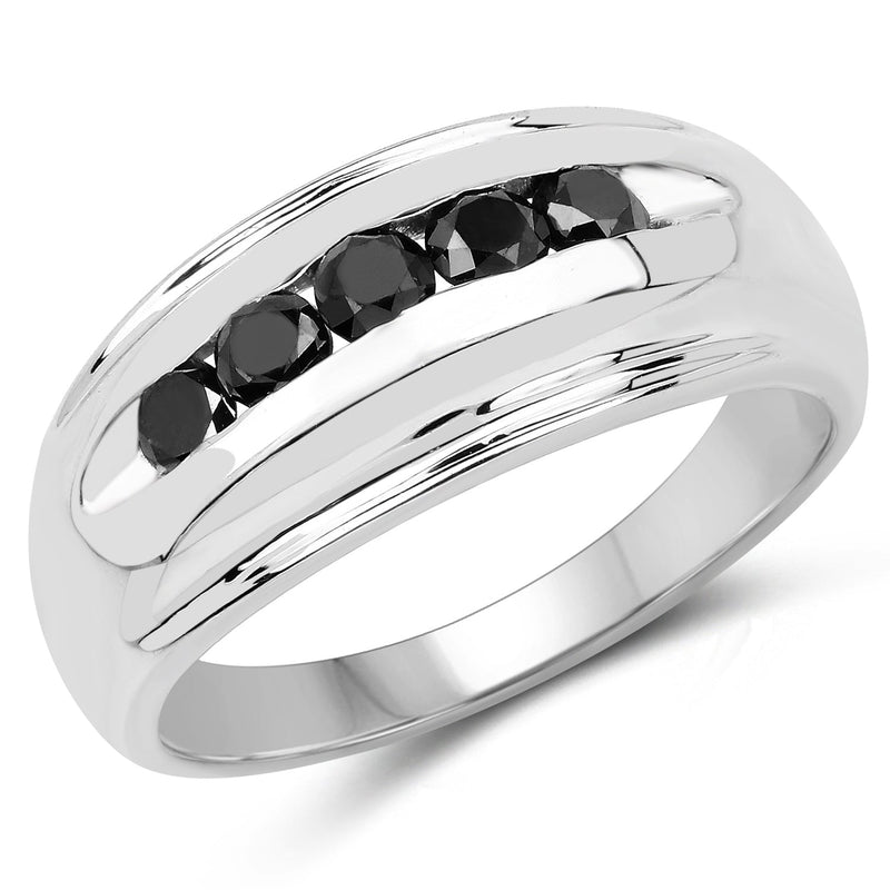 Bids.com 0.50 Carat Genuine Black Diamond .925 Sterling Silver Ring Rings