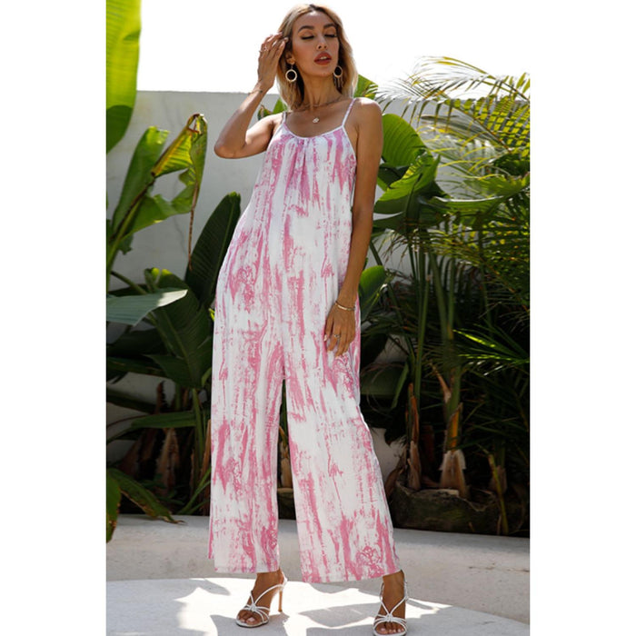 Tie-Dye Spaghetti Strap Jumpsuit with Pockets