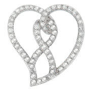 Bids.com 14K White Gold 1.0 Cttw White Diamond Awareness Ribbon & Open Heart 18" Pendant Necklace (H-I Color, I1-I2 Clarity) - White Diamond Ribbon Necklaces